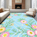 Pastel Floral Lattice Pattern Rug