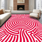 Bold Red Abstract Maze Rug
