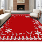 Crimson Snowflake Winter Garden Rug