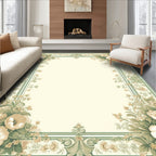 Vintage Floral Bouquet Stripe Border Design Rug