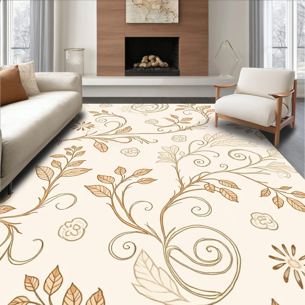 Vintage Floral Vine Scroll Pattern Rug