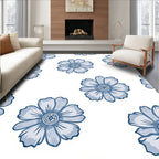 Blue Floral Pattern with Outline Rug