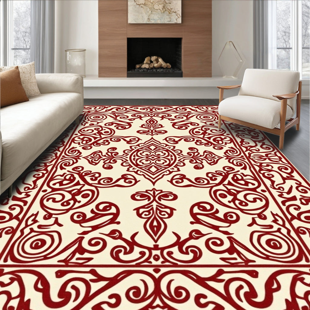 Intricate Swirls Cream Garnet Intricate Rug