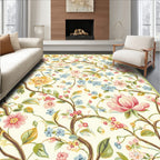 Charming Blush Pink Blue Blossom Vines Rug