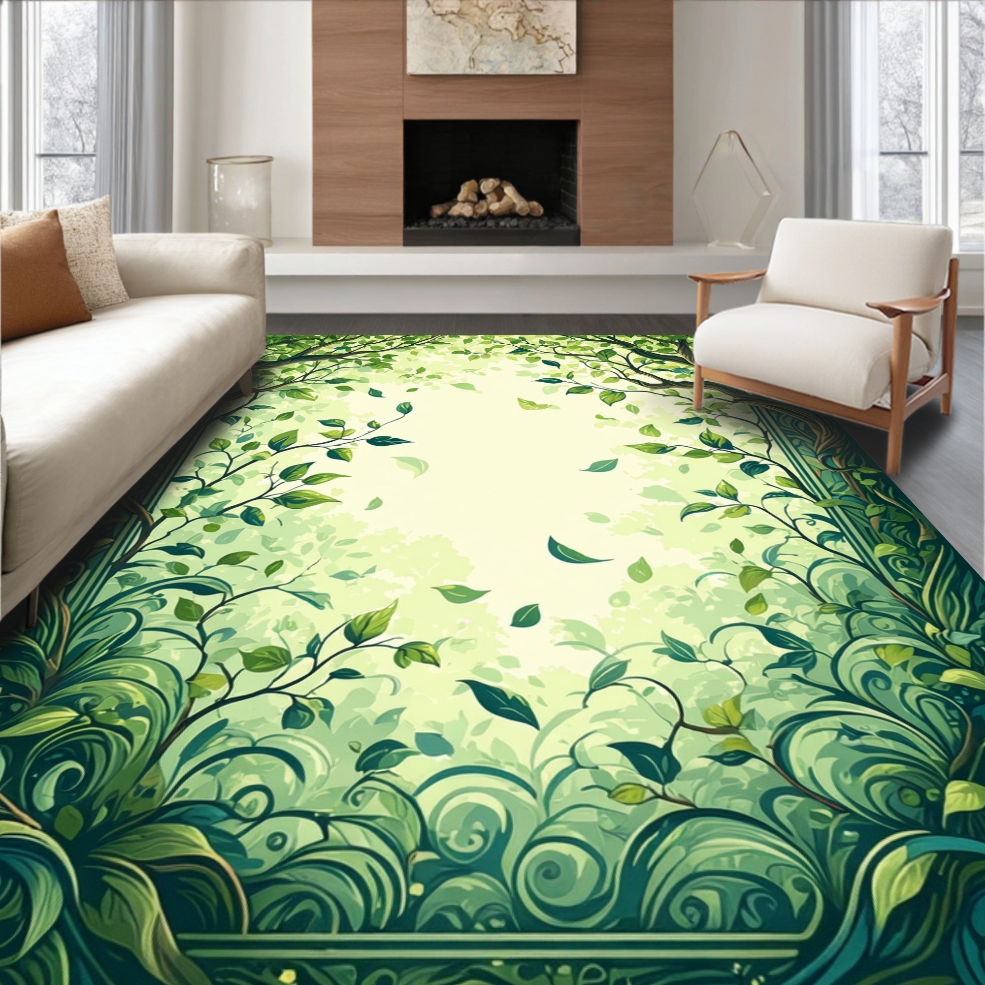Forest Canopy With Falling Leaves Rug