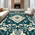 Ornate Floral Damask Scroll Rug
