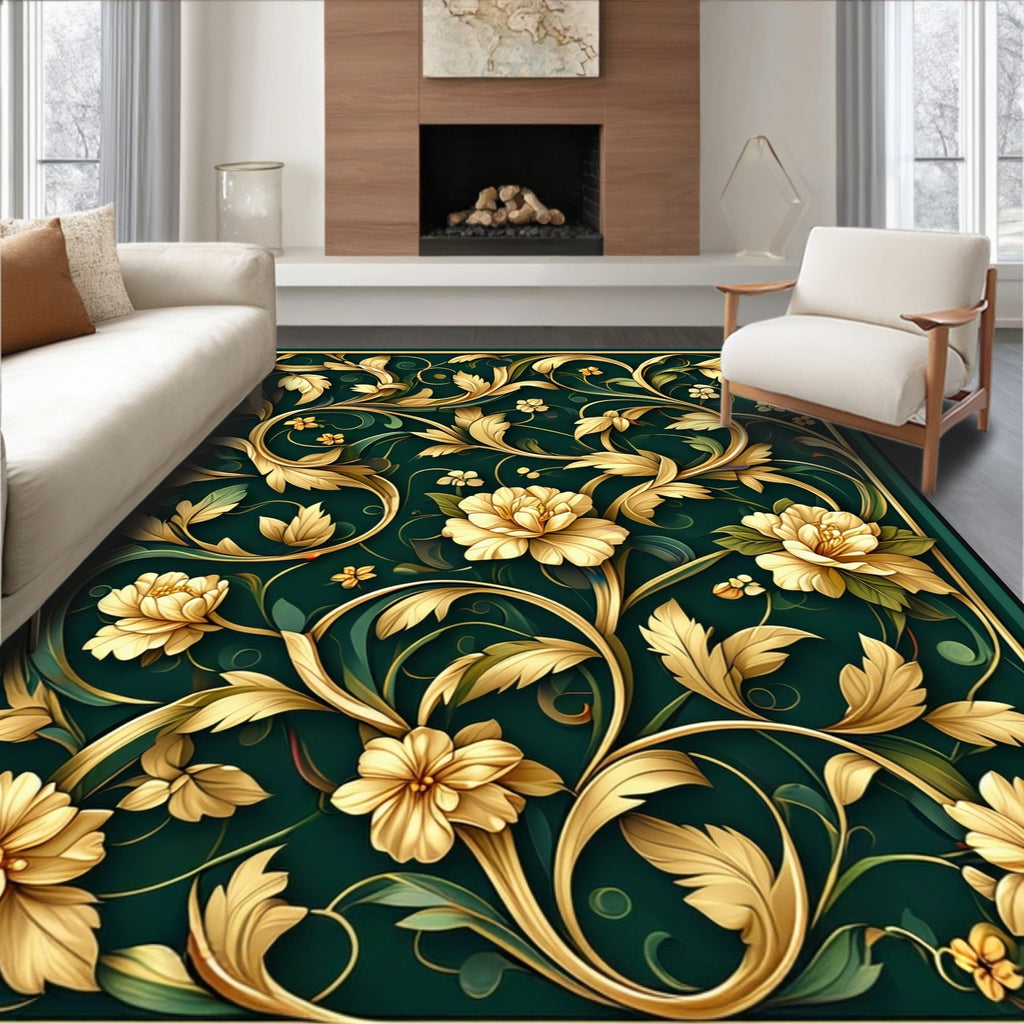 Elegant Floral Art Nouveau Design Rug