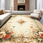 Floral Frame With Butterflies Design Rug