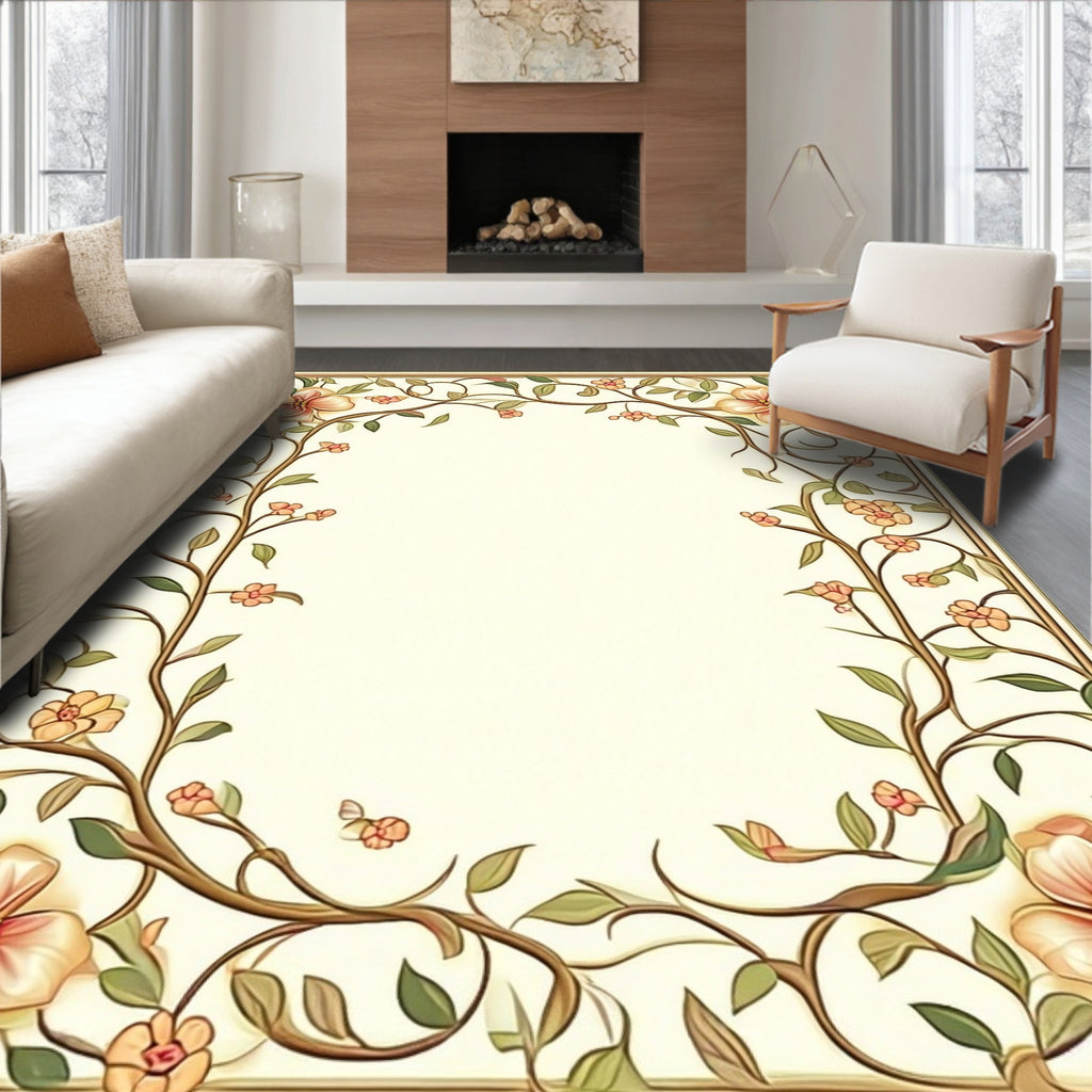 Vines Floral Scrollwork Botanical Design Rug