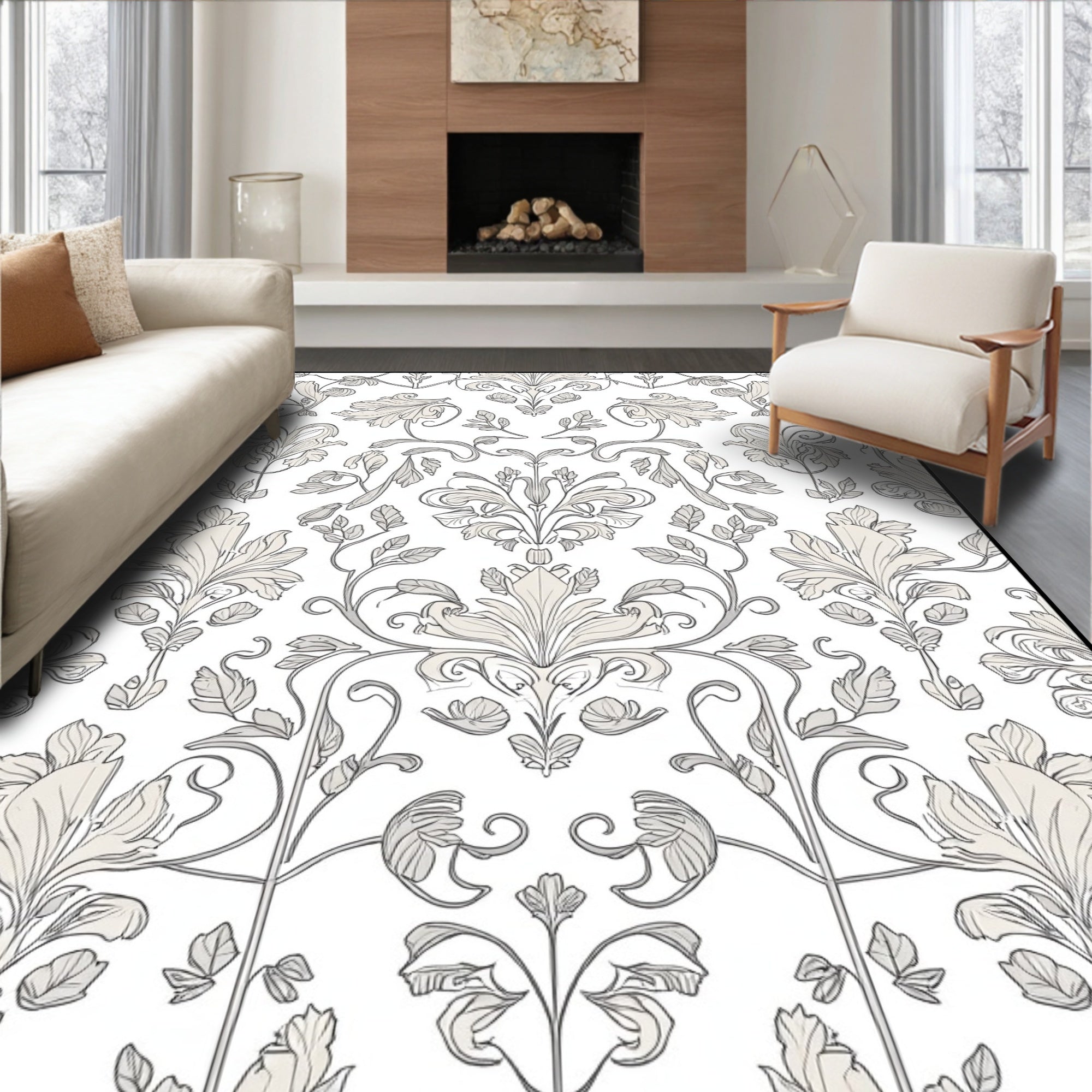 Elegant Floral Vine Pattern Rug