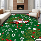 Christmas Truck Pine Holly Snowflakes Rug