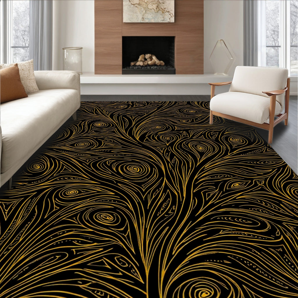 Abstract Swirls Organic Pattern Design Rug
