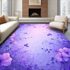 Enchanted Violet Garden Butterflies Rug