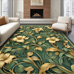 Lush Floral Golden Vine Art Rug
