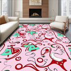 Whimsical Pink Red Teal Swirls Rug