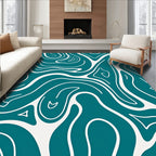 Teal Cream Swirl Flow Rug