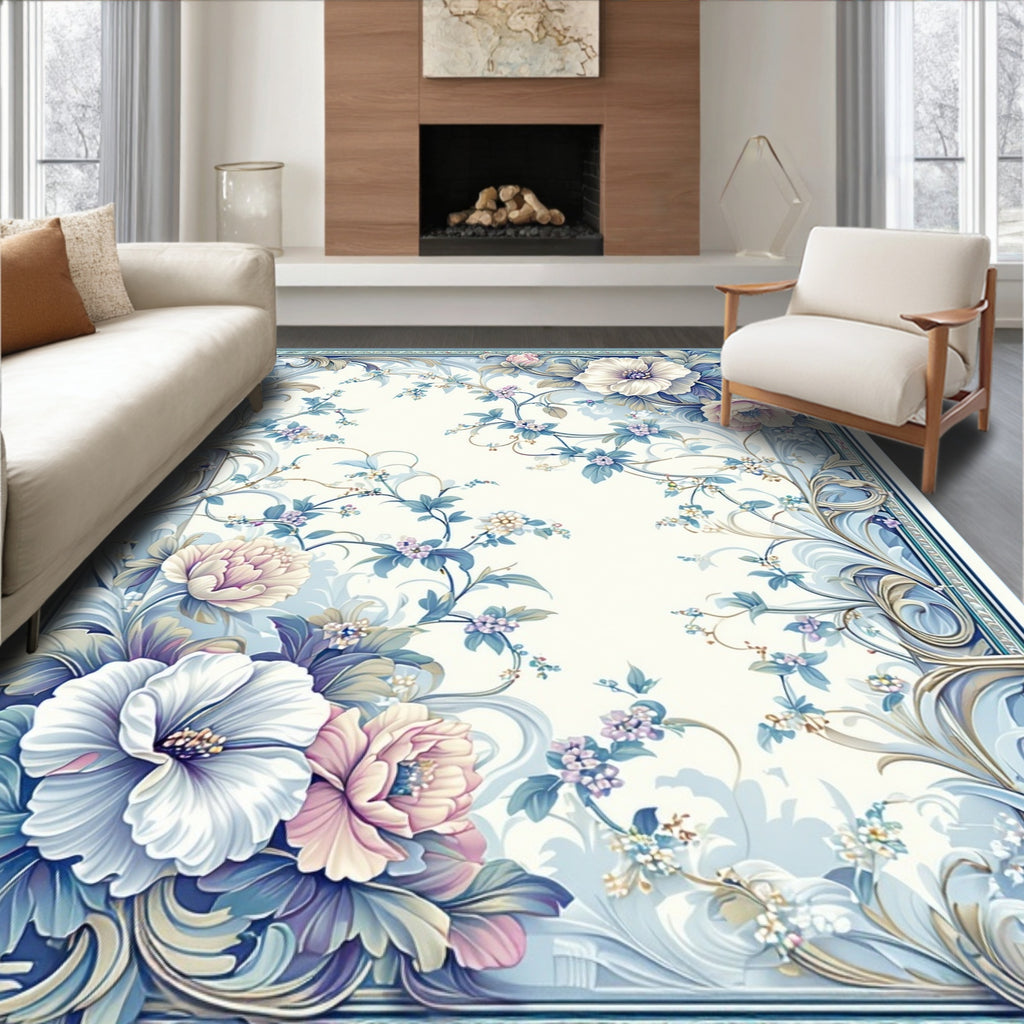Pastel Floral Vine Accent Rug