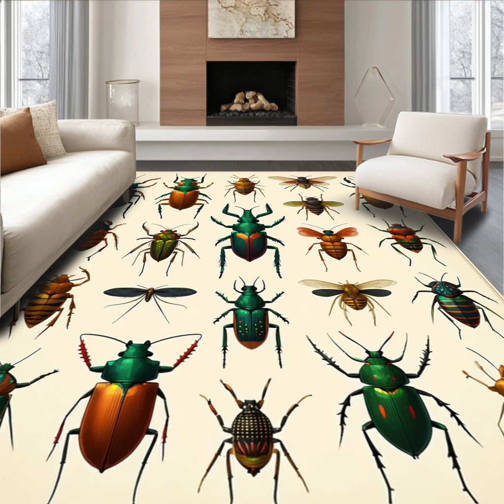 Collection of Botanical Insect Illustrations Rug