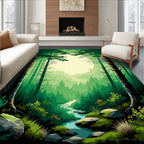 Serene Forest Woodland Scene Rug