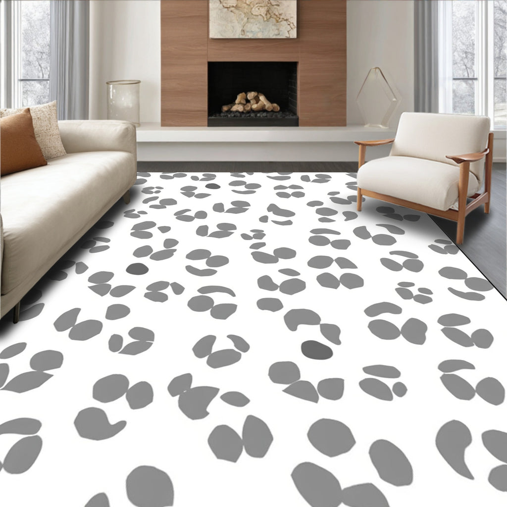 Scattered Grey Petal Pattern Design Rug