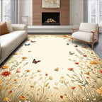 Whimsical Floral Butterfly Meadow Rug