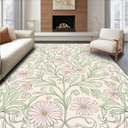 Floral Swirls And Petal Pattern Rug