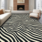 Abstract Black Cream Zebra Stripes Rug