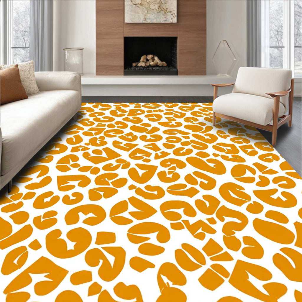 Bold Orange Leopard Spot Pattern Rug