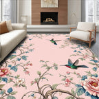 Hummingbird Blossom Delicate Floral Pattern Rug