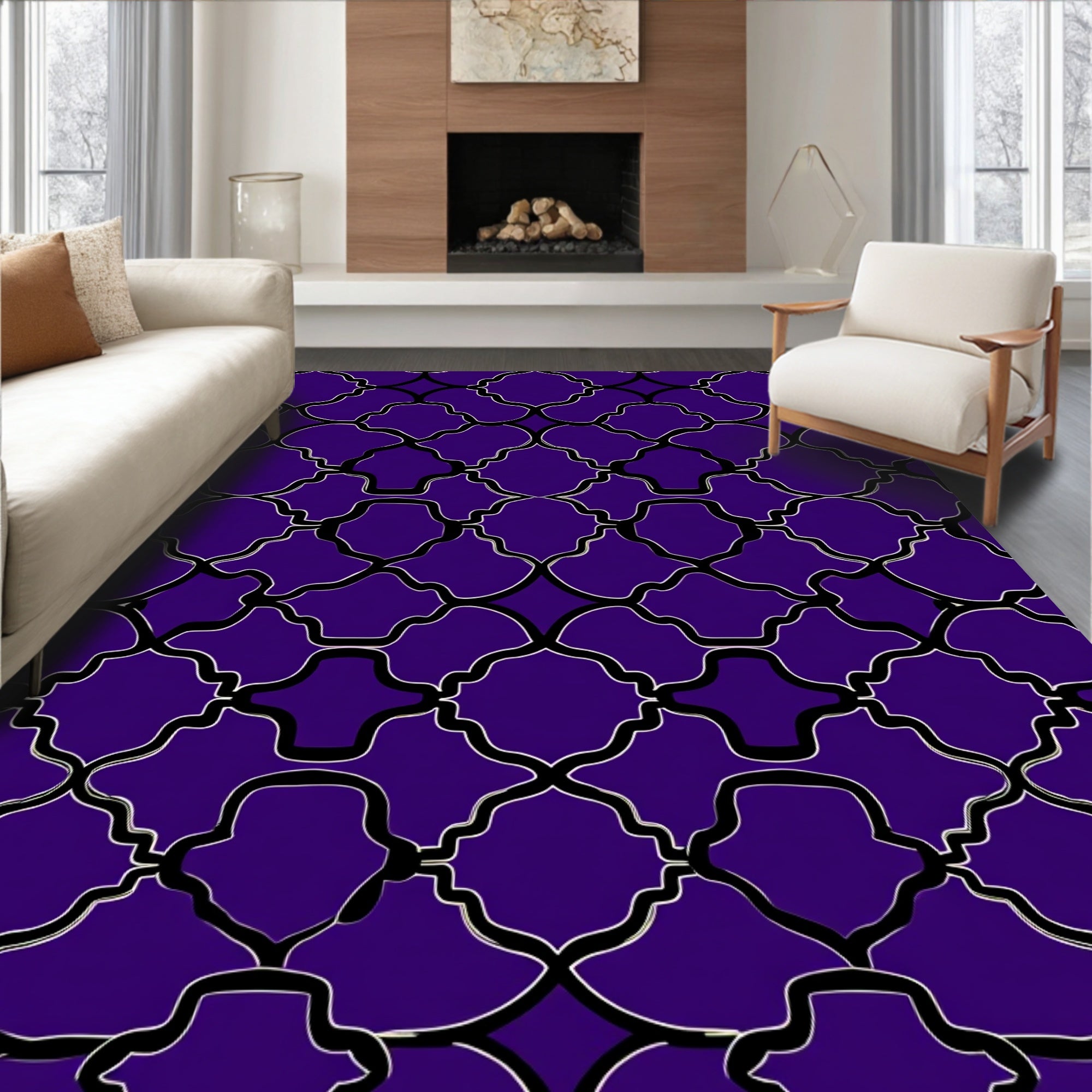 Royal Purple Trellis Pattern Rug