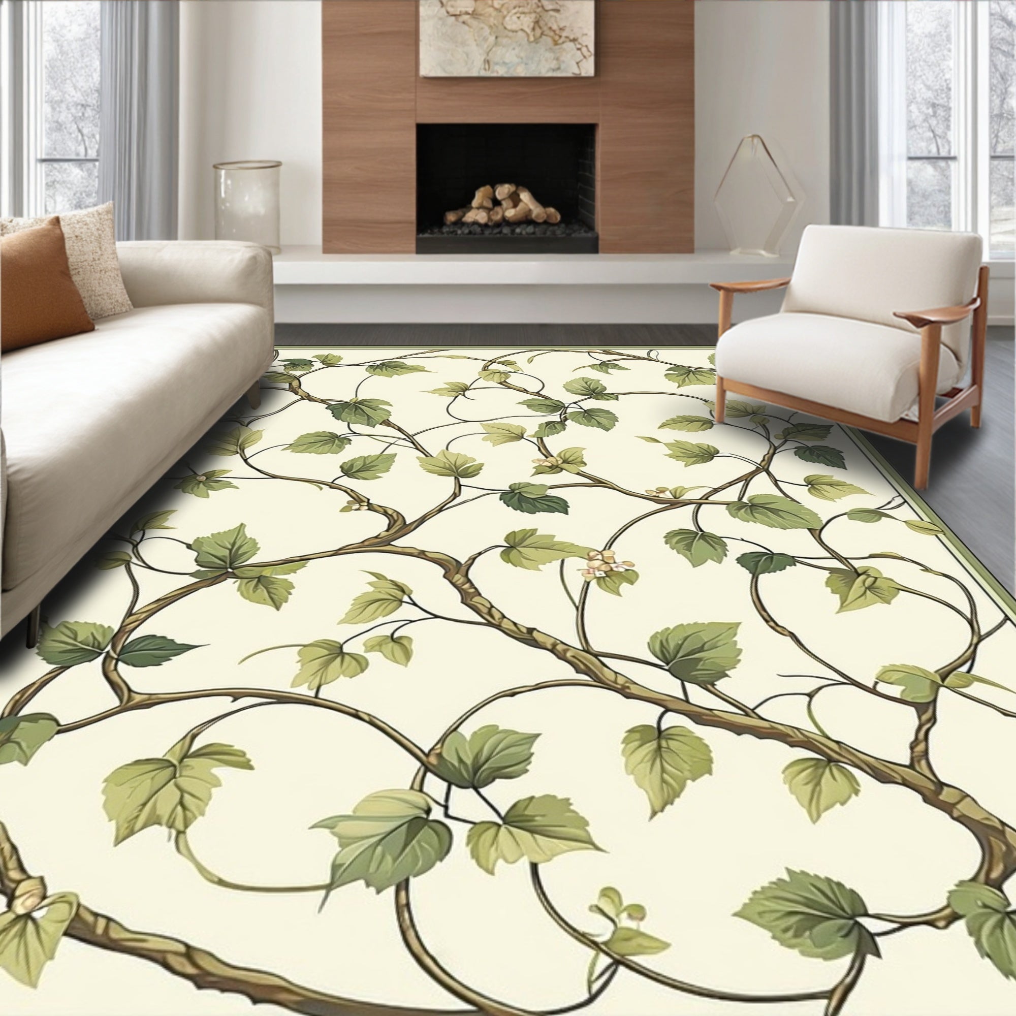 Vine Leaf Nature Pattern Rug