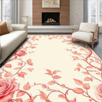 Classic Pink Rose Garden Pattern Rug