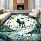 Majestic Elk Woodland Scene Rug