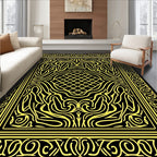 Intricate Yellow Line Abstract Pattern Rug