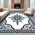 Emerald Navy Abstract Medallion Border Rug
